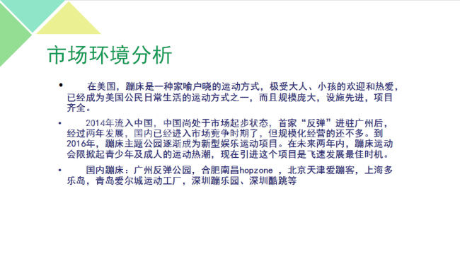蹦床公园项目市场分析